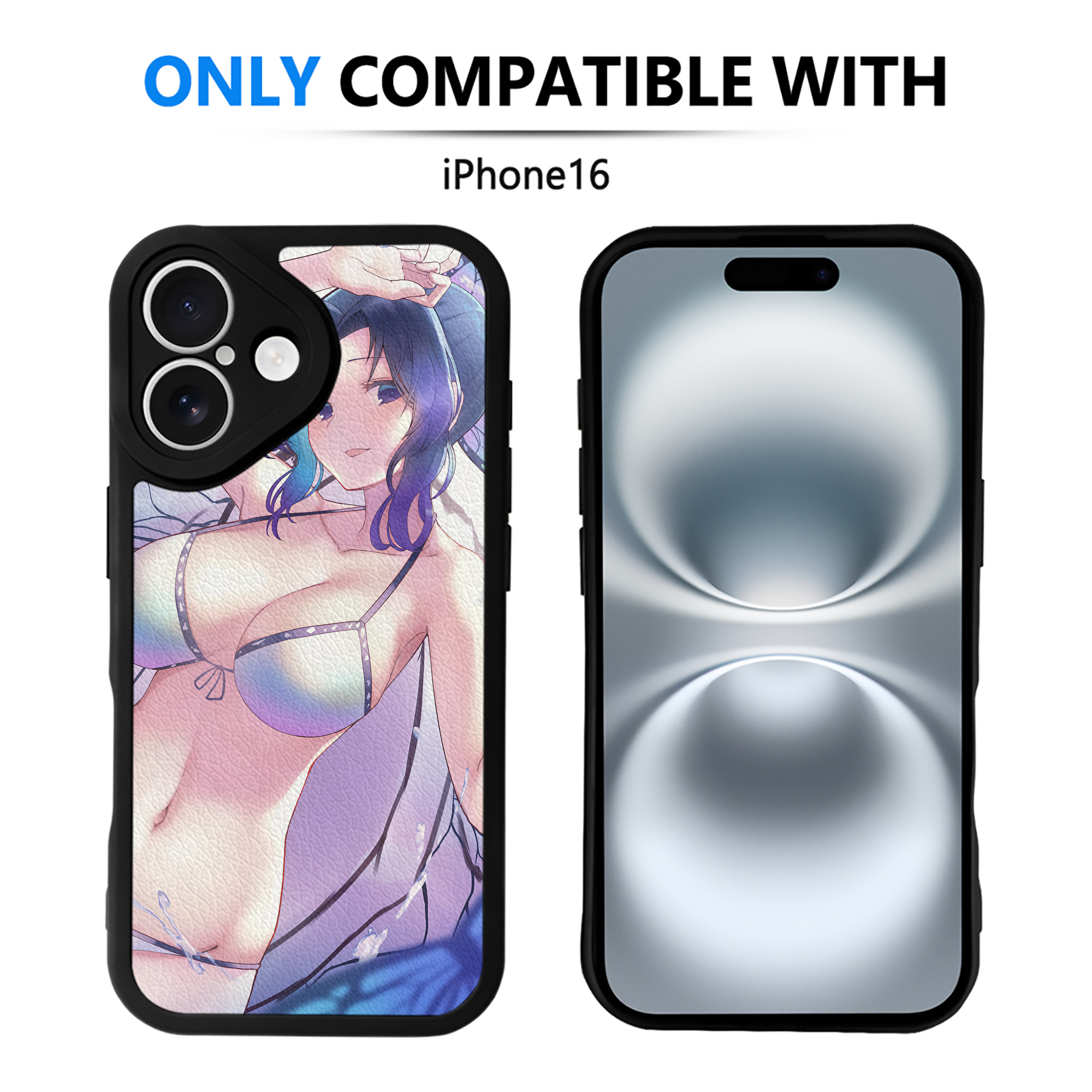 （画像用） 鬼滅の刃（きめつのやいば）蟲柱-胡蝶 しのぶ／こちょう しのぶ Kochou Shinobu 【iPhone 16シリーズ対応】シリコンスマホケース（レザー調） 材質：シリコン